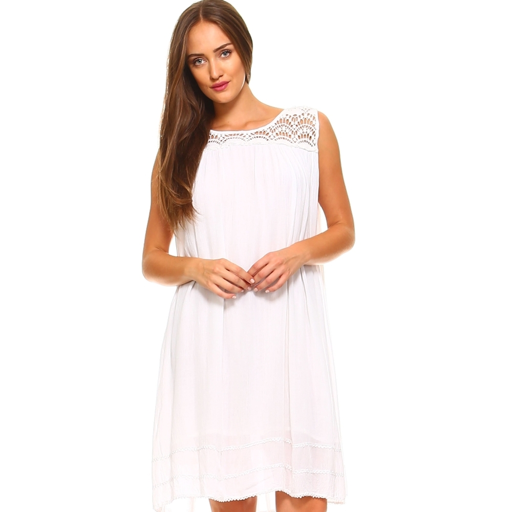 Women's Crochet Sleeveless Tunic Dress